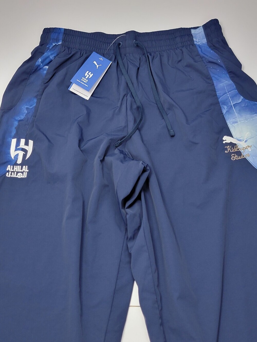 Puma KidSuper Al-Hilal SFC Travel Pants Navy Blue Cloud Print 606853 20 Mens L - Picture 6 of 15